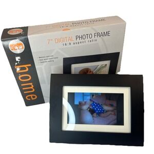 7" Digital Photo Frame By Home 16:9 Ratio Memory Card Real Wood Black